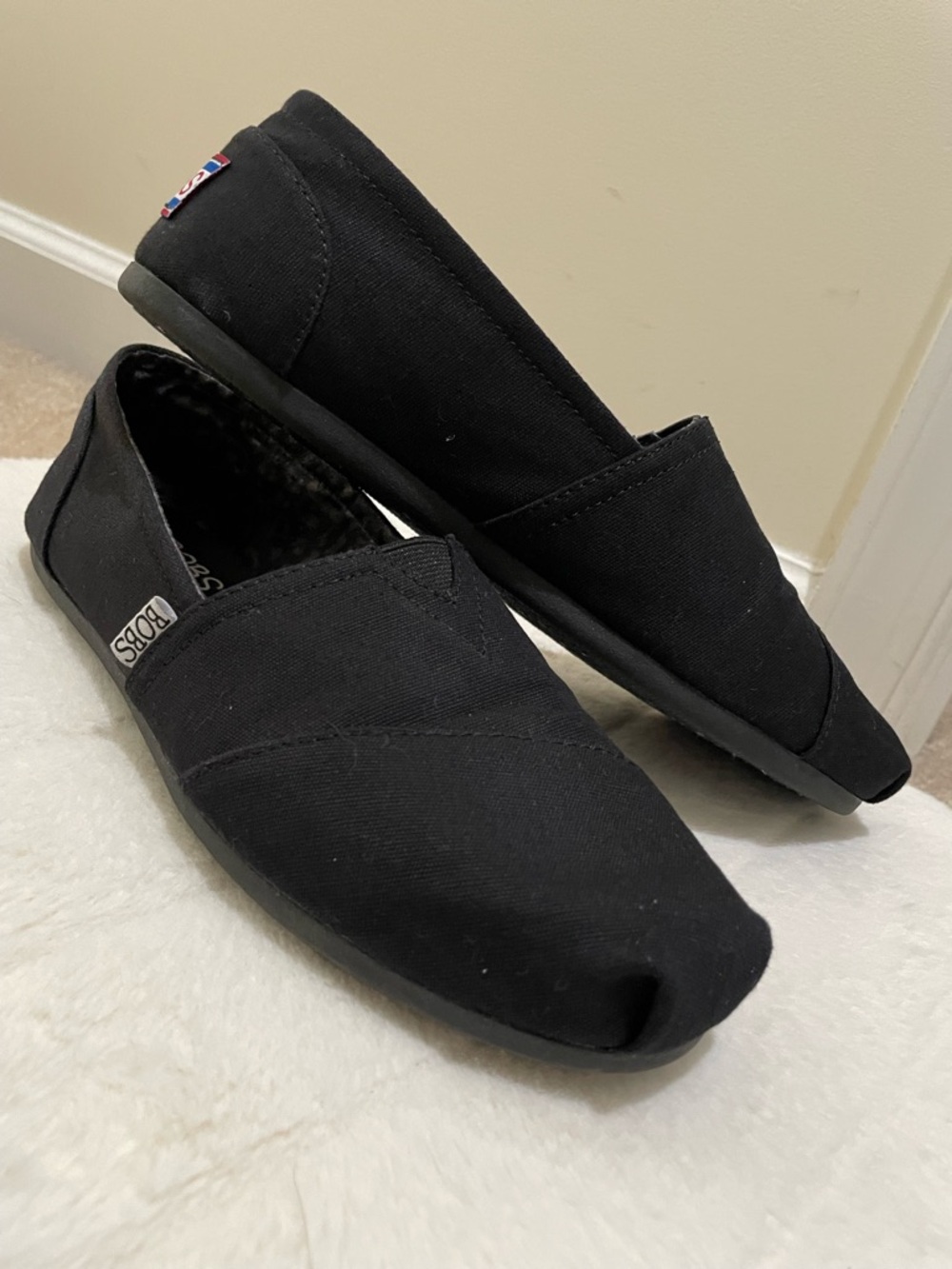 BOBS from Skechers Black Slip-On Canvas Flats